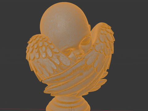 아기 천사 날개 기념 조각 3D 인쇄 모델 3D 프린트 모델