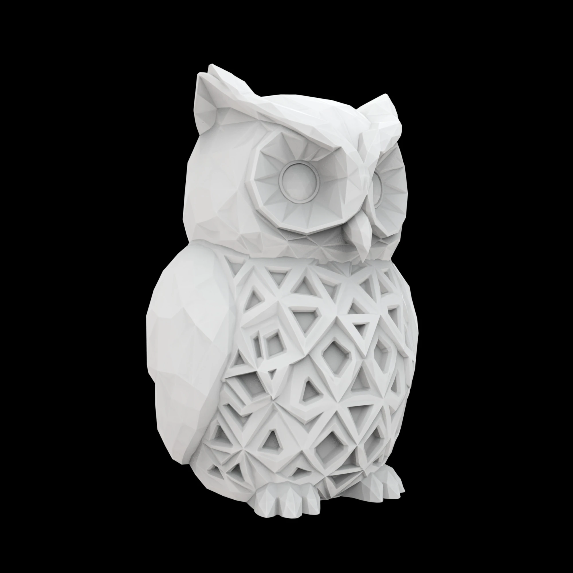 LowPolyPatternedOwl 3D Print Model Geometric Sculpture 3D Model .c4d .max .obj .3ds .fbx .stl .blend