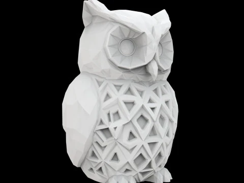 LowPolyPatternedOwl 3D Print Model Geometric Sculpture 3D Model