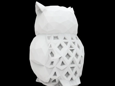 LowPolyPatternedOwl 3D Print Model Geometric Sculpture 3D Model