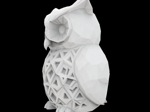 LowPolyPatternedOwl 3D Print Model Geometric Sculpture 3D Model