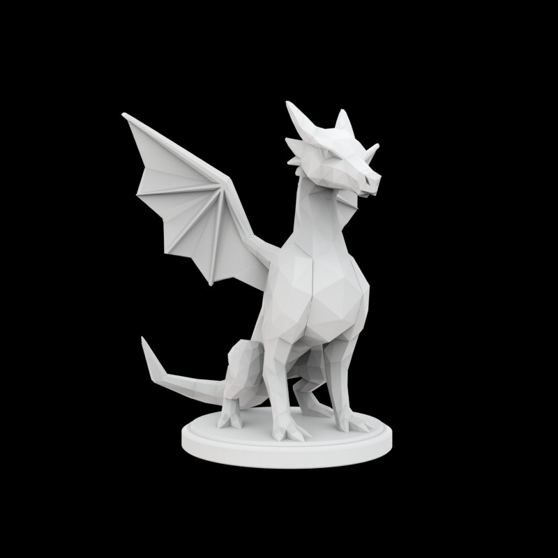 Low Poly Dragon 3D Print Modelo Fantasia Criatura Modelo 3D .c4d .max .obj .3ds .fbx .stl .blend