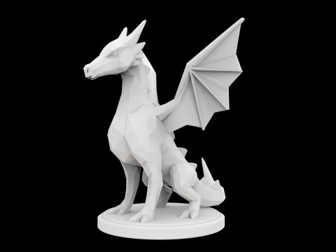 Low Poly Dragon 3D Print Modelo Fantasia Criatura Modelo 3D