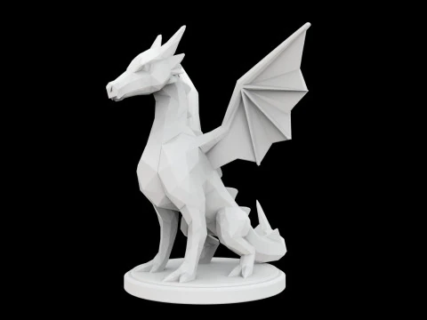 Low Poly Dragon 3D Print Model Fantasy Creature 3D Model