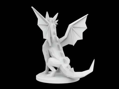 Low Poly Dragon 3D Print Modelo Fantasia Criatura Modelo 3D
