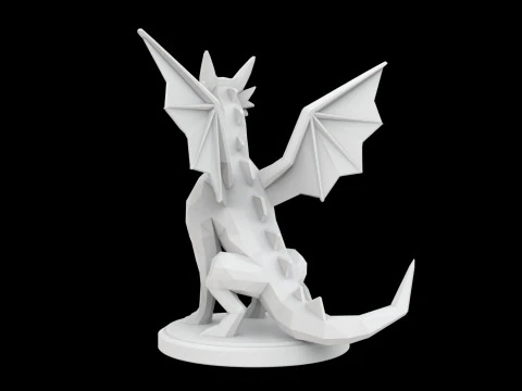 Low Poly Dragon 3D Print Model Fantasy Creature 3D Model