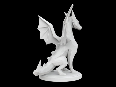 Low Poly Dragon 3D Print Modelo Fantasia Criatura Modelo 3D