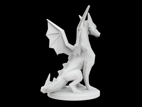 Low Poly Dragon 3D Print Model Fantasy Creature 3D Model