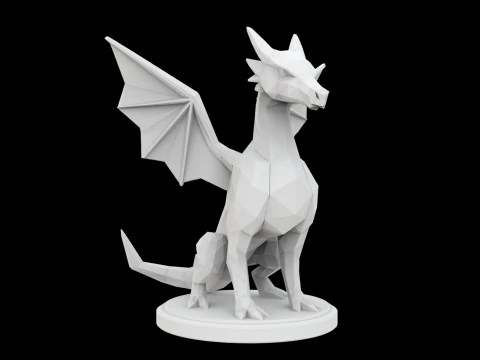 Low Poly Dragon 3D Print Model Fantasy Creature 3D Model