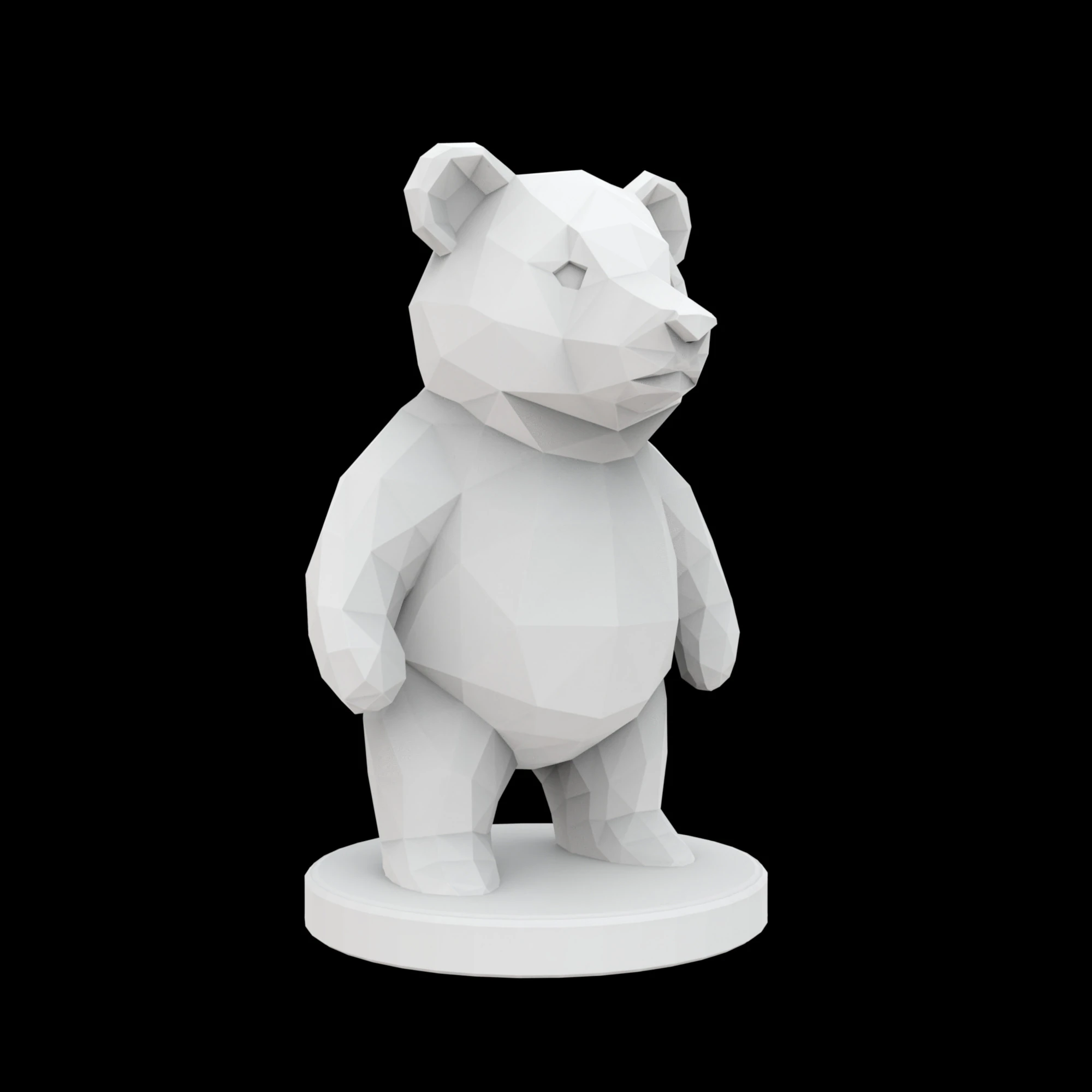 Low Poly Bear 3D Print Model Animal Sculptureint Model Fantasy Creature 3D Model .c4d .max .obj .3ds .fbx .stl .blend