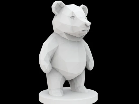 Low Poly Bear 3D Print Model Animal Sculptureint Model Fantasy Creature 3D Model