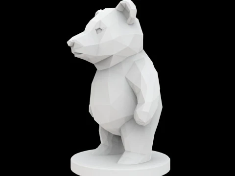 Low Poly Bear 3D Print Model Animal Sculptureint Model Fantasy Creature 3D Model