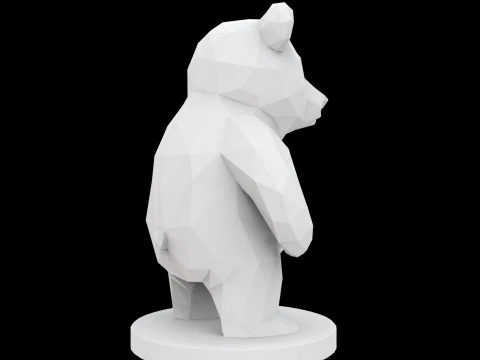 Low Poly Bear 3D Print Model Animal Sculptureint Model Fantasy Creature 3D Model