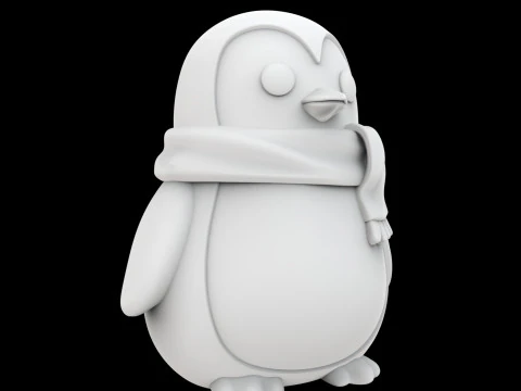 Pulchny pingwin z szalikiem Model do druku 3D Śliczne zwierzę Model 3D
