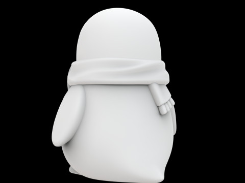 스카프를 두른 통통한 펭귄 3D 프린트 모델 귀여운 동물 3D 모델