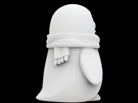 스카프를 두른 통통한 펭귄 3D 프린트 모델 귀여운 동물 3D 모델