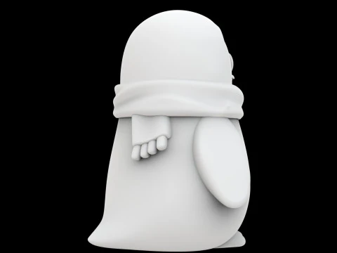 स्कार्फ 3डी प्रिंट मॉडल प्यारा जानवर के साथ गोल-मटोल पेंगुइन 3D मॉडल