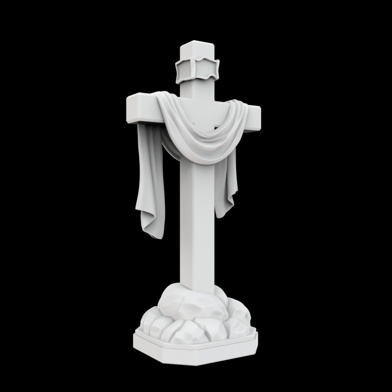 천 조각상 3D 프린트 모델 종교 장식이 있는 십자가 3D 모델 .c4d .max .obj .3ds .fbx .stl .blend 