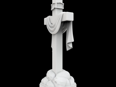 천 조각상 3D 프린트 모델 종교 장식이 있는 십자가 3D 모델