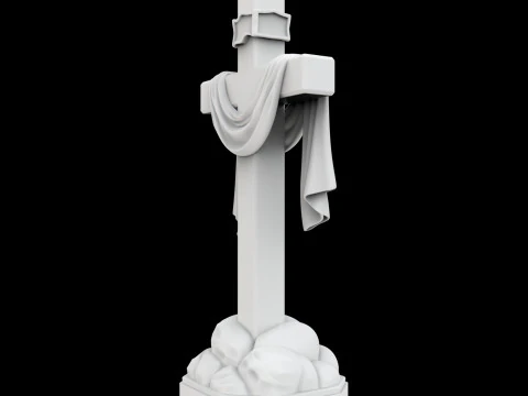 Cross with Draped Cloth Statue 3D Print Model Religious Decor 3D Model