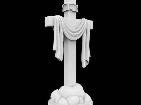 천 조각상 3D 프린트 모델 종교 장식이 있는 십자가 3D 모델