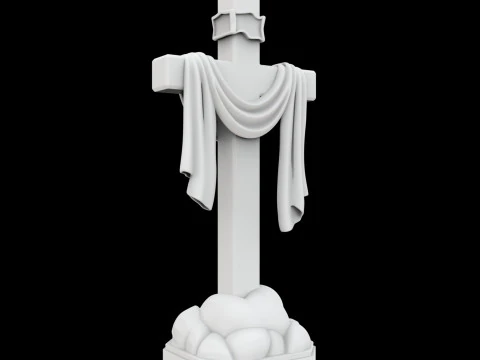 Cross with Draped Cloth Statue 3D Print Model Religious Decor 3D Model