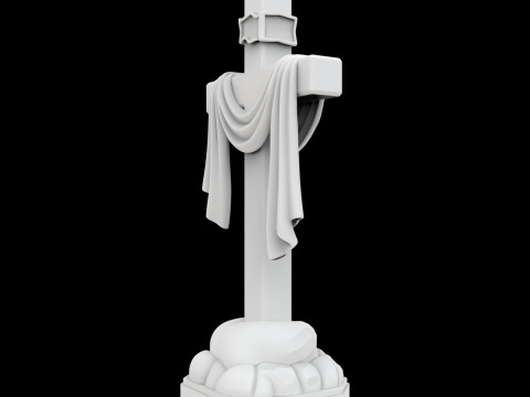 천 조각상 3D 프린트 모델 종교 장식이 있는 십자가 3D 모델