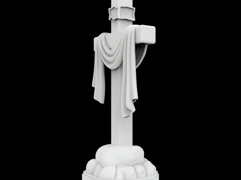 Cross with Draped Cloth Statue 3D Print Model Religious Decor 3D Model