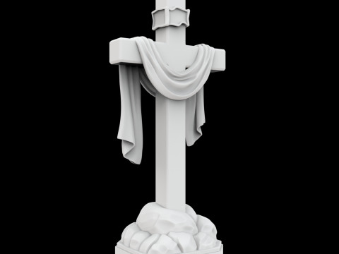 천 조각상 3D 프린트 모델 종교 장식이 있는 십자가 3D 모델