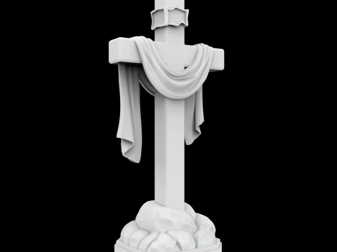 Cross with Draped Cloth Statue 3D Print Model Religious Decor 3D Model