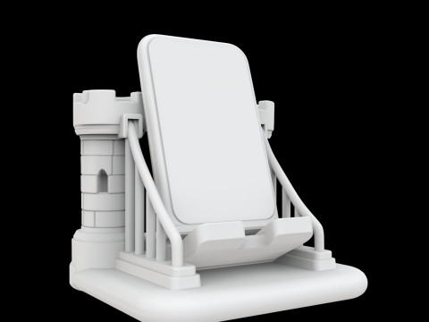 Stojak na telefon z mostem zwodzonym na zamku Model do druku 3D Średniowieczny wystrój Model 3D