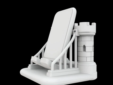 Kasteel ophaalbrug telefoonstandaard 3D printmodel middeleeuws decor 3D Model