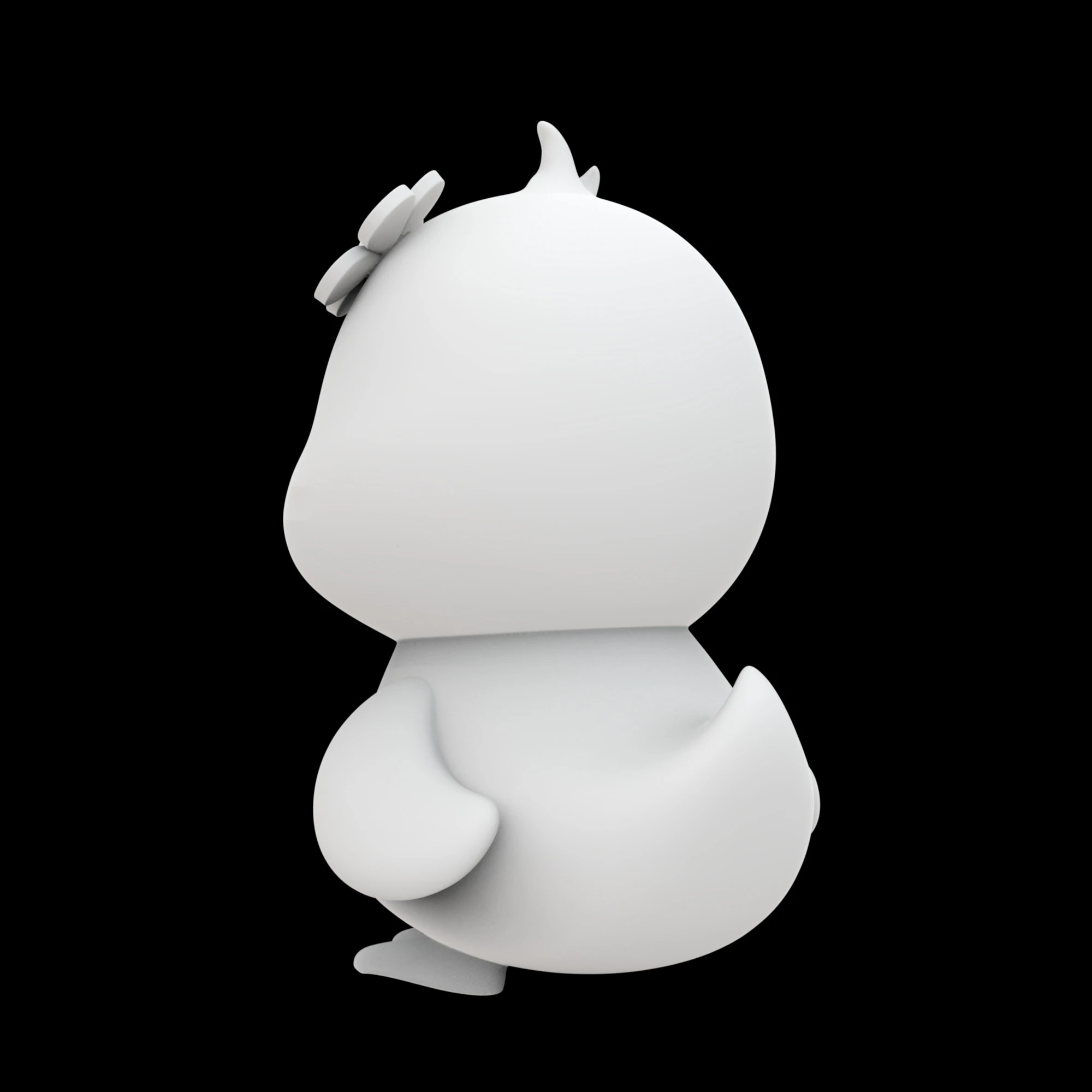 Chibi Duck with Flower 3D Print Model Cute Animal 3D Model .c4d .max .obj .3ds .fbx .stl .blend 