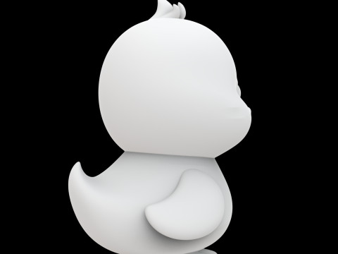 Pato Chibi com Flor Impressão 3D Modelo Animal Fofo Modelo 3D