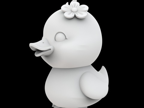 Pato Chibi com Flor Impressão 3D Modelo Animal Fofo Modelo 3D