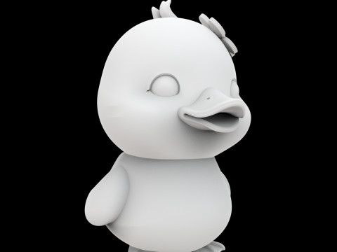 Pato Chibi com Flor Impressão 3D Modelo Animal Fofo Modelo 3D