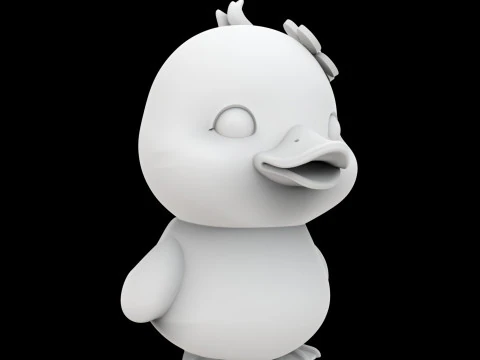 Chibi Duck with Flower 3D Print Model Cute Animal 3D Model