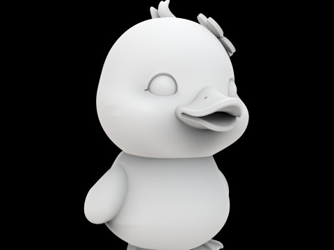 Pato Chibi com Flor Impressão 3D Modelo Animal Fofo Modelo 3D