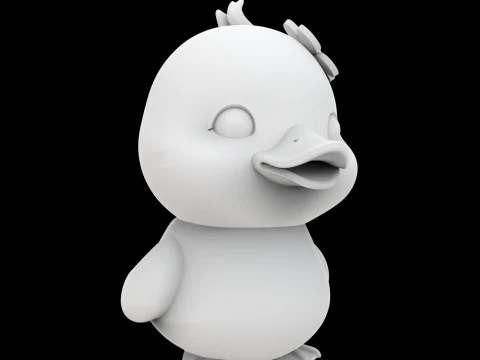 Chibi Duck with Flower 3D Print Model Cute Animal 3D Model