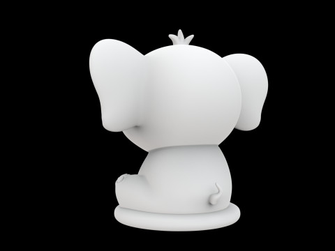 ちび象の置物 3D プリントモデル かわいい動物 3Dモデル