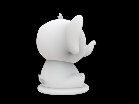 ちび象の置物 3D プリントモデル かわいい動物 3Dモデル