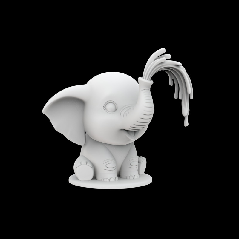 かわいい象の彫刻 3D プリントモデル愛らしい動物 3Dモデル .c4d .max .obj .3ds .fbx .stl .blend 