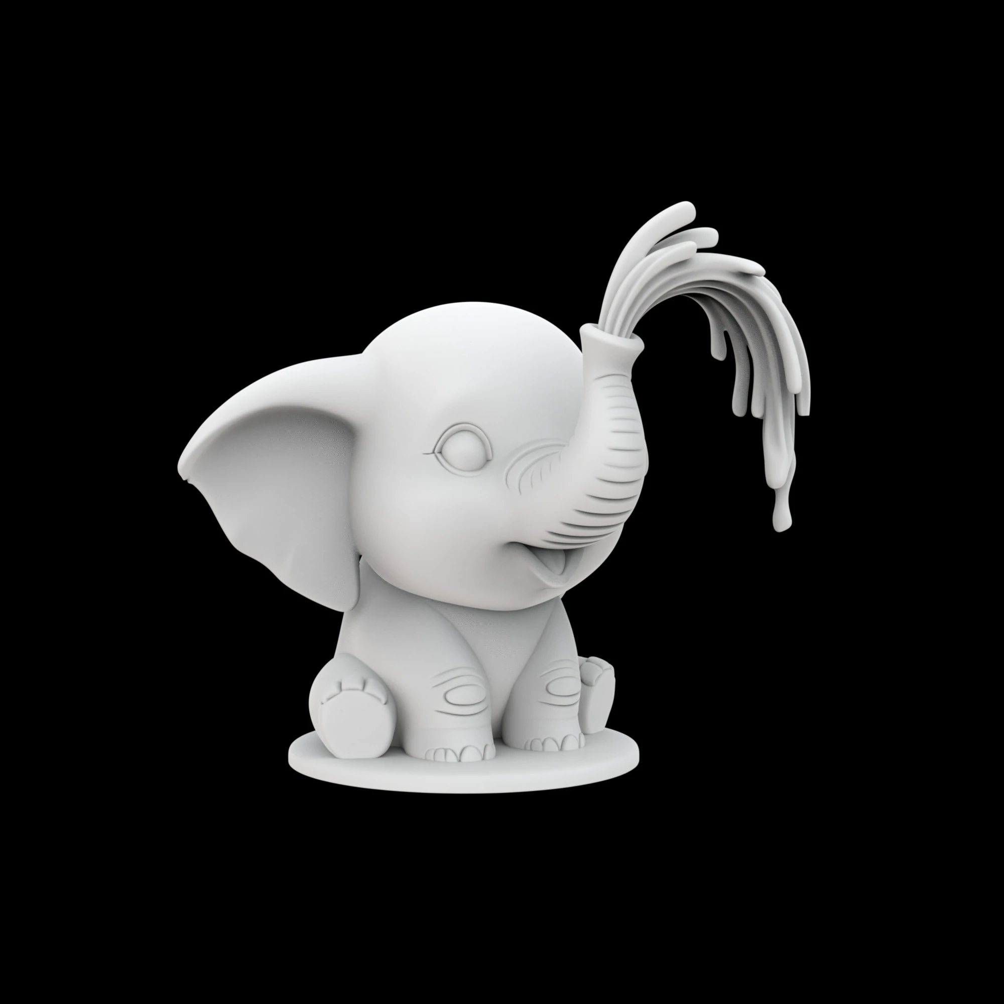Cute Elephant Sculpture 3D Print Model Adorable Animal 3D Model .c4d .max .obj .3ds .fbx .stl .blend