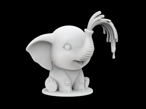 Cute Elephant Sculpture 3D Print Model Adorable Animal 3D Model