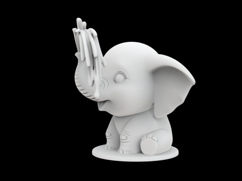 かわいい象の彫刻 3D プリントモデル愛らしい動物 3Dモデル