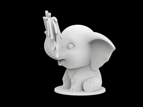 Cute Elephant Sculpture 3D Print Model Adorable Animal 3D Model