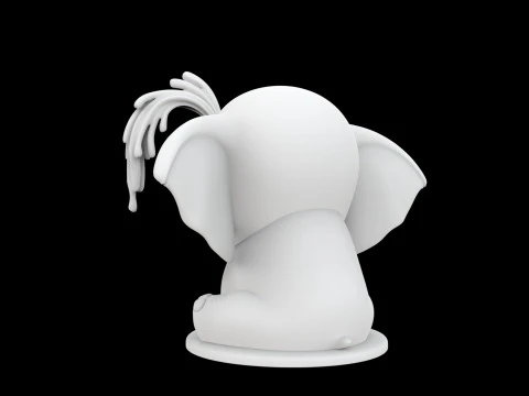 Cute Elephant Sculpture 3D Print Model Adorable Animal 3D Model