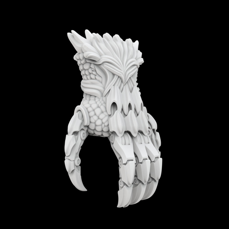 Hybrid Mecha Dragon Claw 3D Print Model Fantasy Mechanical Sculpture 3D Model .c4d .max .obj .3ds .fbx .stl .blend