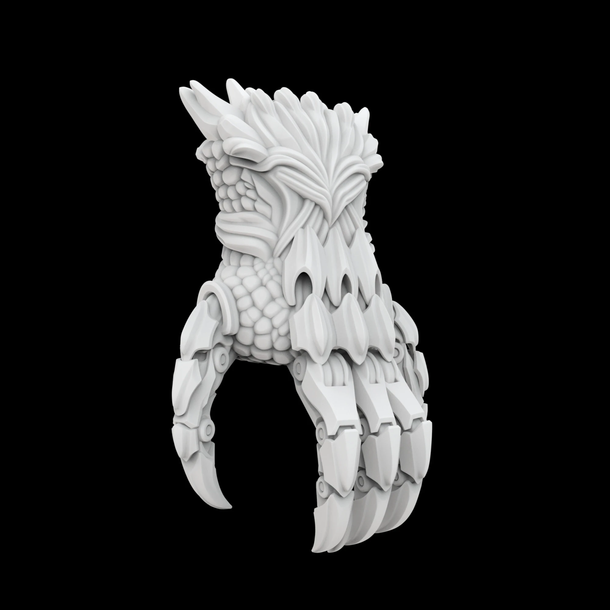 Hybrid Mecha Dragon Claw 3D Print Model Фентезійна механічна скульптура 3D Модель .c4d .max .obj .3ds .fbx .stl .blend 