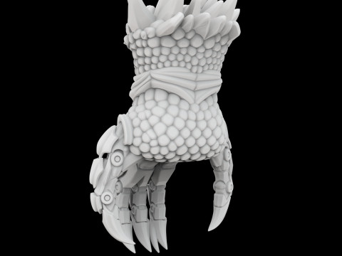 Patung Mekanis Fantasi Model Cetak 3D Cakar Naga Mecha Hibrida Model 3D